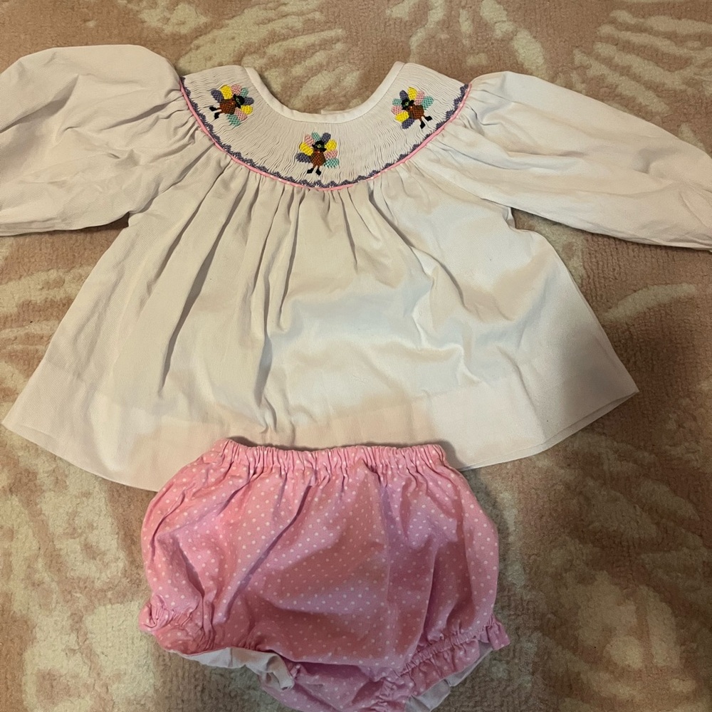 Smocked Turkey Diaper Set
